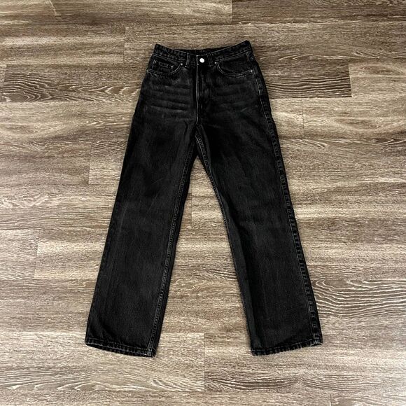 EUC Weekday Rowe Extra High Rise Straight Jeans Echo Black 28/30 Grunge ASOS - Picture 4 of 13